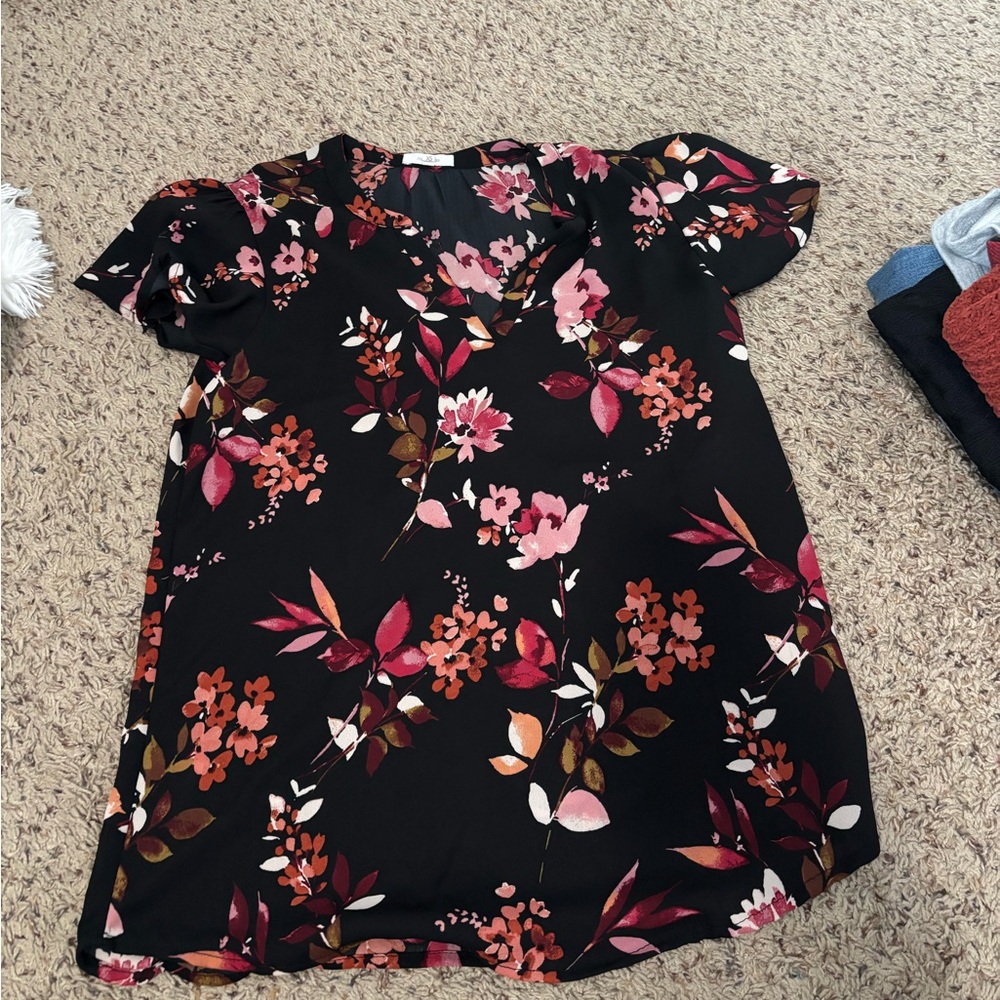 Maurices Black Floral Blouse